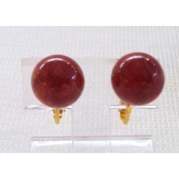 ツジモト真珠の本珊瑚 イヤリング アフリカ珊瑚 12mmラウンド 金色  