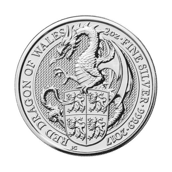 2017年 (新品) イギリス「クィーンズ ビースト・龍 ドラゴン」2オンス銀貨