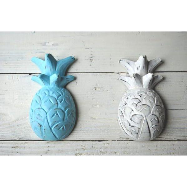 パイナップル壁掛け ホワイト＆ブルー 2色1セット インテリア