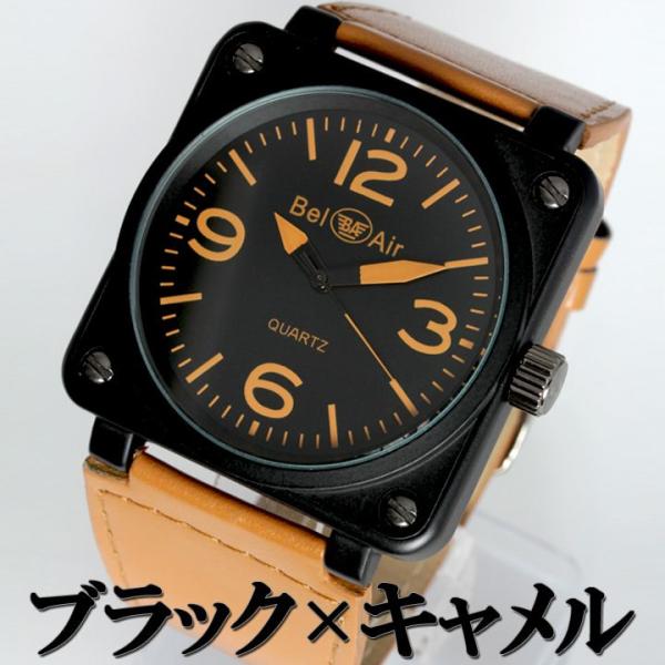 腕時計 メンズ腕時計 ビッグサイズ 角型コーティングケース 航空計器
