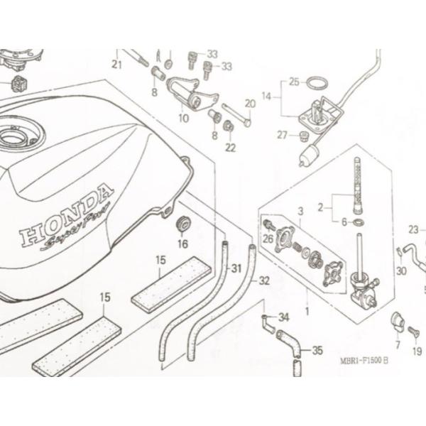 CB1300SF(SC40) 1999年モデル以降 フューエルコック (燃料コック) 図中