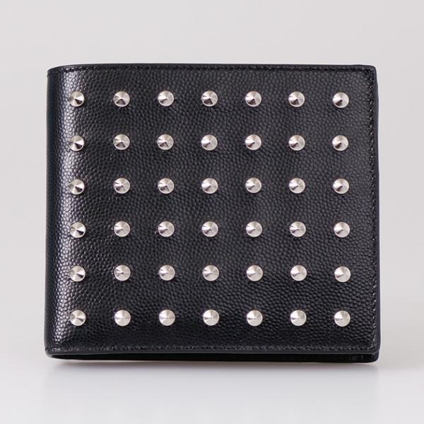 SAINT LAURENT ブラック スタッズ 二つ折り財布（サンローラン  