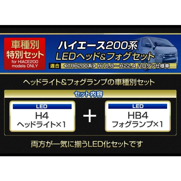 200系 ハイエース 1型 2型用LEDヘッド/フォグSET)LEDヘッドライトH4/LEDフォグランプHB4(トヨタ)ハイエース(TRH200系)(H16.8〜H24.4)  /【Buyee】