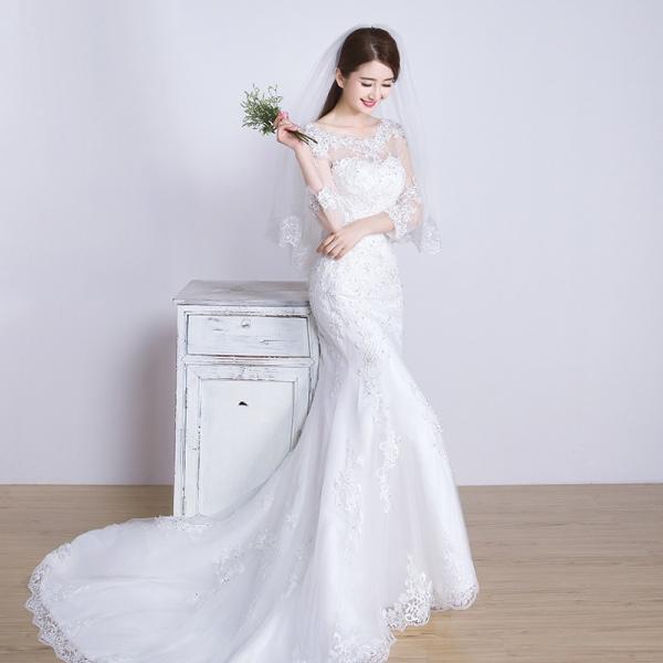 ウェディングドレス　結婚式 花嫁　二次会　ドレス　ブライダル L43