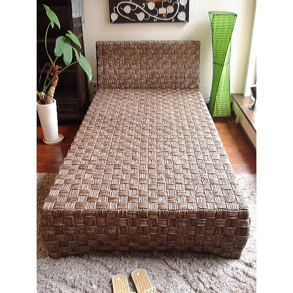 シングルベッド マットレス付き アジアン家具 【ウォーターヒヤシンス 