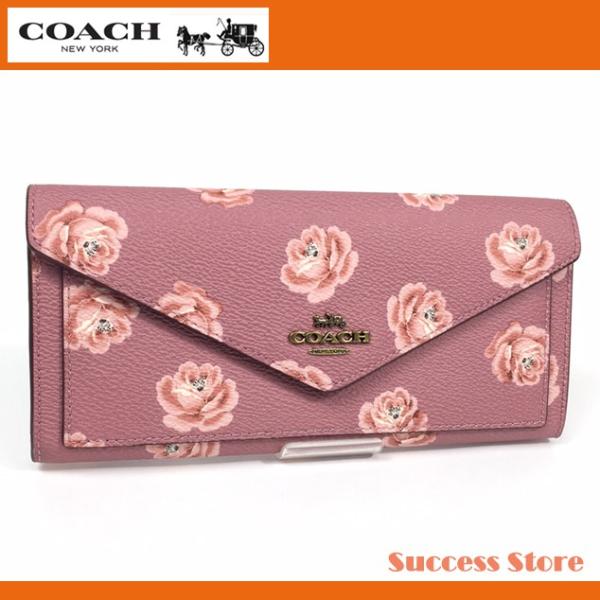 COACH 財布 ソフト ウォレット ウィズ ローズ プリント財布 - 財布