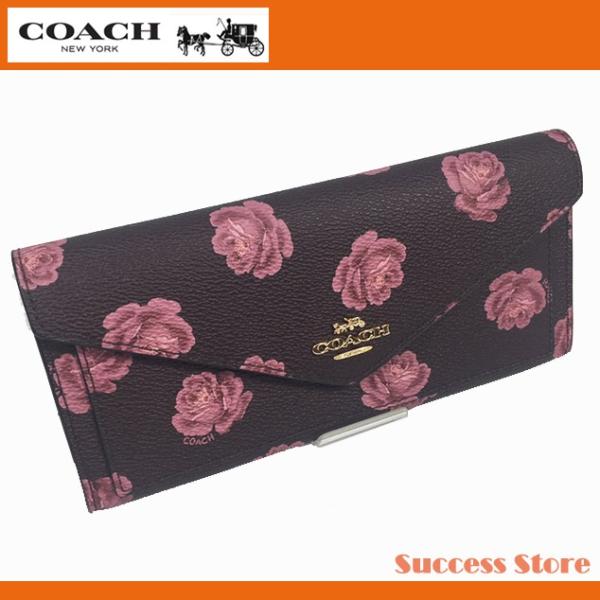 COACH 財布 ソフト ウォレット ウィズ ローズ プリント財布 - 財布