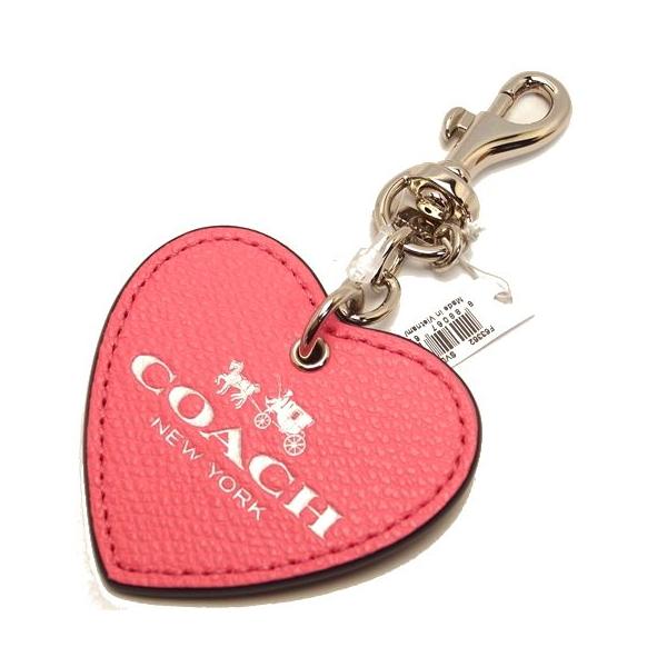 COACH コーチ バッグチャーム ハート レザー ピンク×ブラック F63362 