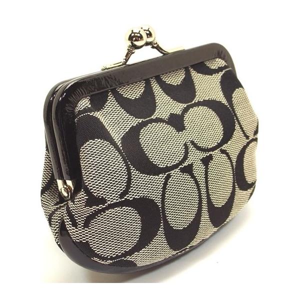 COACH コーチ 小銭入れ がま口 パーク シグネチャー ブラックホワイト