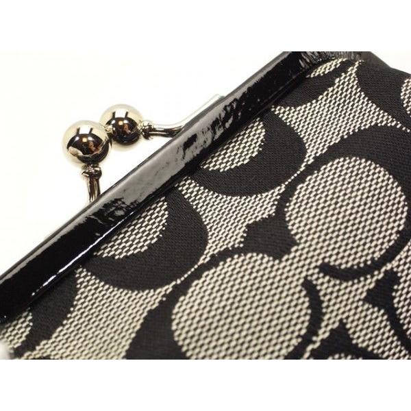 COACH コーチ 小銭入れ がま口 パーク シグネチャー ブラックホワイト