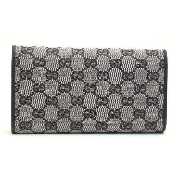 GUCCI グッチ 三つ折り 長財布 GGキャンバス×レザー ブラック