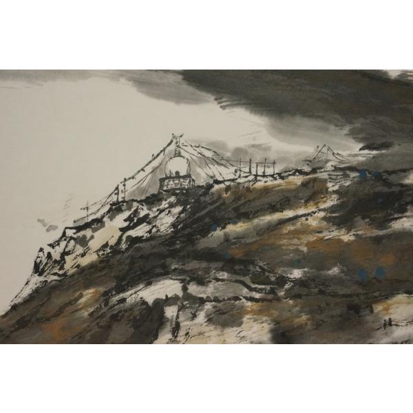 「御嶽山」　水墨画 御嶽山」 水墨画 水墨画 #薄明 #M4 #水墨画家 #六間堂