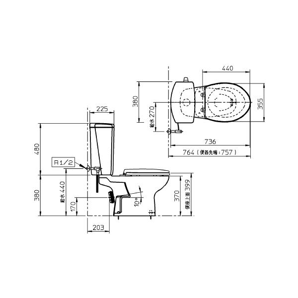 送料無料 TOTO 便器セット 床上排水タイプ CS370P+SH370BA 手洗なし