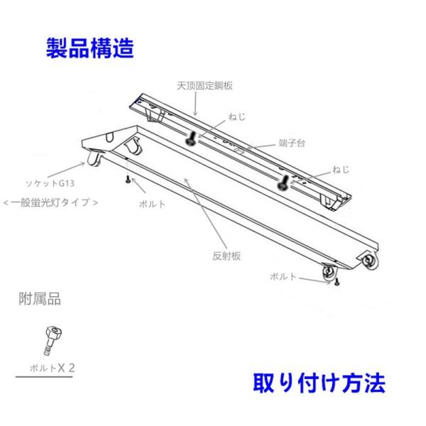 2台セットLED蛍光灯器具 40W 2灯式 LEDべースライト 逆富士 LED蛍光灯