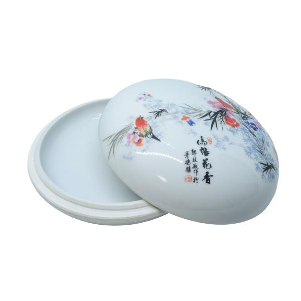 墨文字製作所 印合 墨合 鳥悟花香印泥盒 陶器製 直径13cm /【Buyee