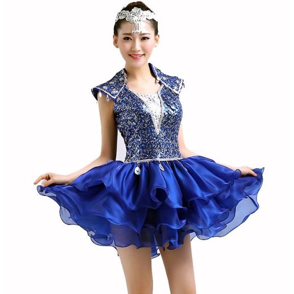 スパンコール ダンス衣装 ワンピース レディース 社交ダンス衣装