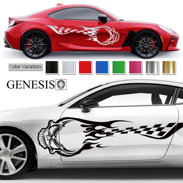 スカル サイド デカール 車 ステッカー バイナルグラフィック JDM USDM