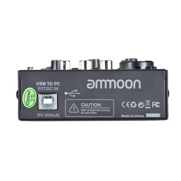 ammoon AGE03 5チャネル ミニ マイク-ライン ミキサーUSBオーディオ 