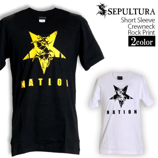 ロックtシャツ バンドtシャツ パンク SEPULTURA セパルチュラ 逆五芒星