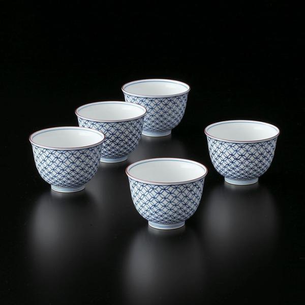 公式】たち吉 染付七宝文 お茶呑茶碗 桐箱入 5点セット 和食器