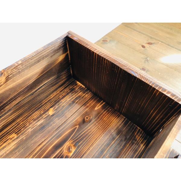 新品 焼き目加工 りんご箱 平箱 2箱 // 複数購入可 // 木箱 隙間