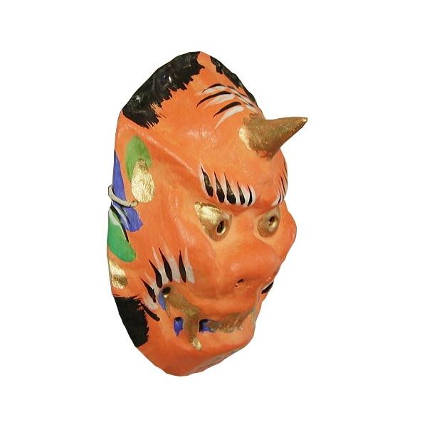 歴史のある古和紙のお面「嵯峨面」 魔除けのご利益『赤鬼面』 藤原孚石