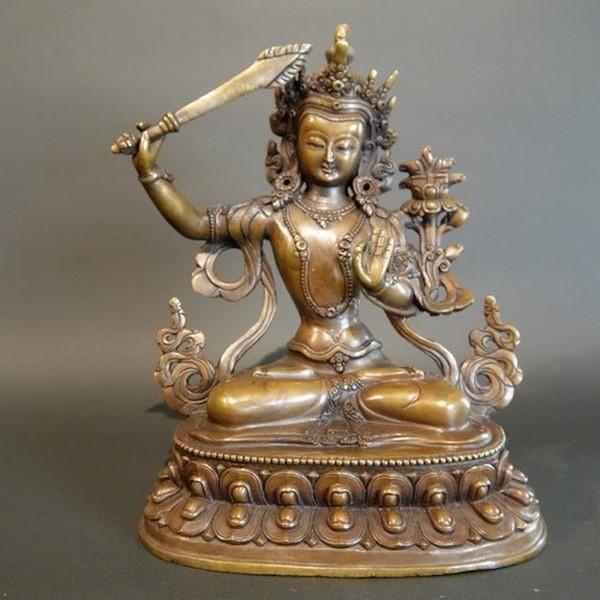 仏像】文殊菩薩（妙吉祥菩薩） 銅製22cm【送料無料】 /【Buyee】