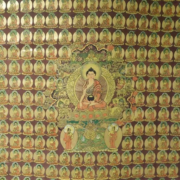 仏画（タンカ）】千体仏 釈迦如来 細密 仏像 軸装【送料無料