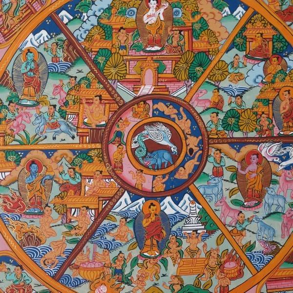 仏画（タンカ）】六道輪廻図 仏像 仏画【送料無料】 /【Buyee】