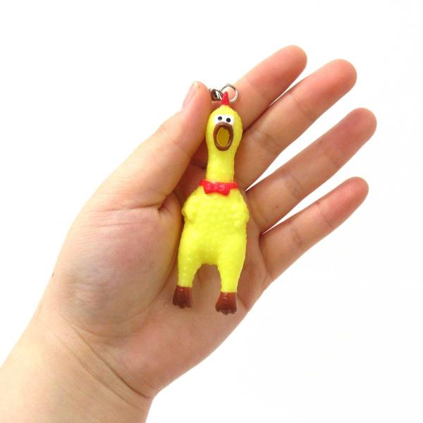 叫ぶ びっくりチキン ストラップ イエロー 8.5cm おもちゃ