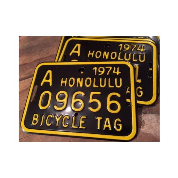 ホノルル ハワイ 自転車 ナンバープレート（黒） 70sデッドストック
