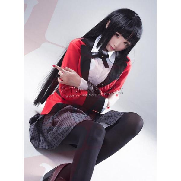 賭ケグルイ 蛇喰夢子 風 コスプレ衣装 ウィッグ 靴 制服 cosplay