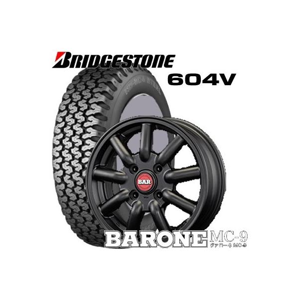 軽トラック・軽バン用】アルミ付オールシーズンタイヤ4本セット145R13 6PR BRIDGESTONE 604V 13X4.5JB 4穴  PCD：100 BARONE MC-9 /【Buyee】