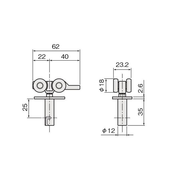 ATOM クローゼットパーツ折戸金具HR-240 上部吊り車1個/【Buyee】 bot