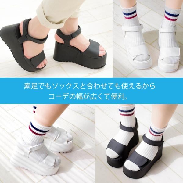 人気提案 ライブ・フェスに最適！厚底 ストラップ サンダル 6.5cmヒール 靴