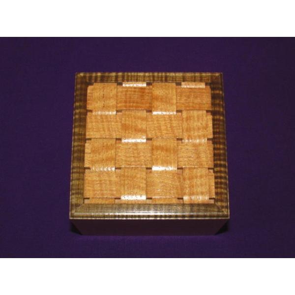 将棋駒箱 新作/大橋利一作銘入栗虎杢本捻組富士形構駒箱/化粧箱付新品 