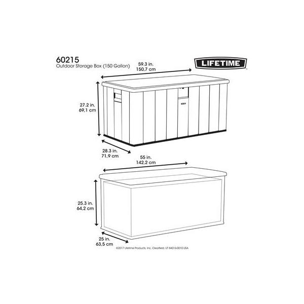 Lifetime 大型567L デッキボックス 屋外用収納ベンチ ベンチタイプ物置