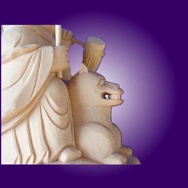 希少✨稲荷大明神　木彫り　立像　神像　仏像　骨董品　アンティーク 木彫仏像/稲荷大明神騎狐像総高19cm桧木ヒノキ(受注生産