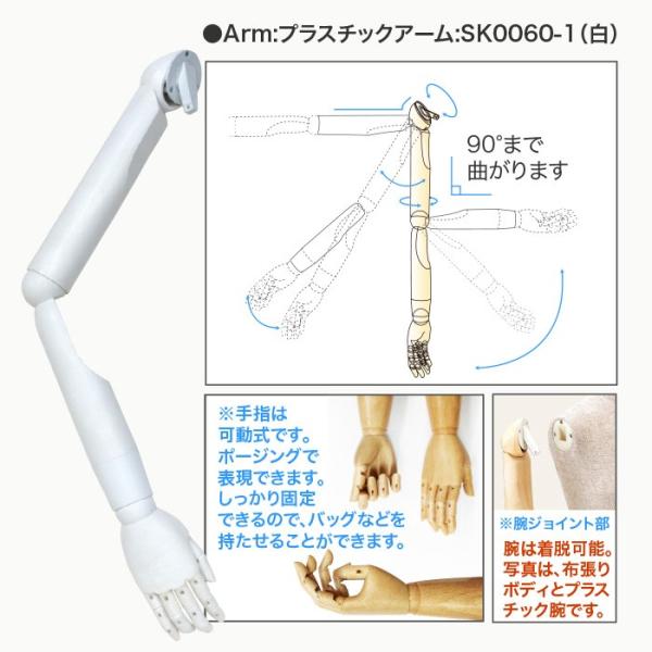 マネキン トルソー 送料無料 女性レディース 卓上 腕あり 可動式 日本