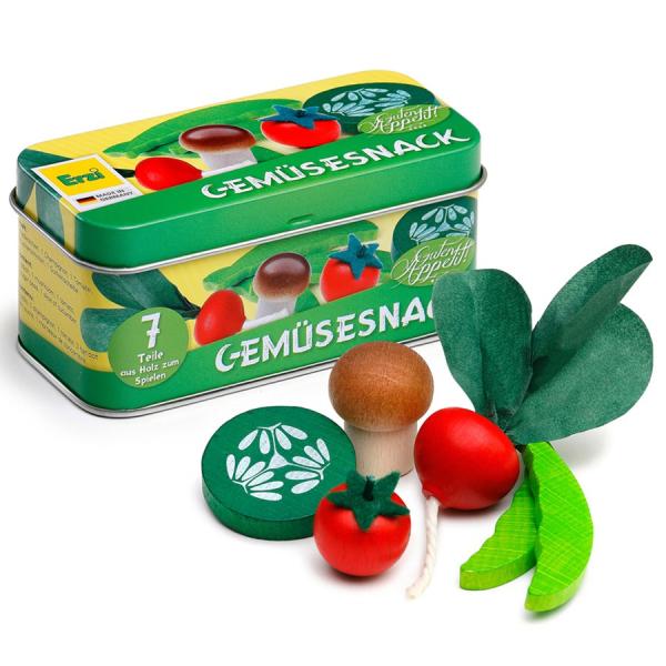 Erzi(エルツィ)木製ままごと『缶入り野菜セット(4種入り)』Vegetables