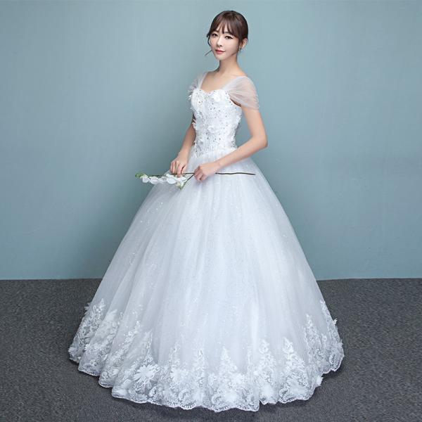 ウェディングドレス　結婚式 花嫁　二次会　ドレス　ブライダル  L15