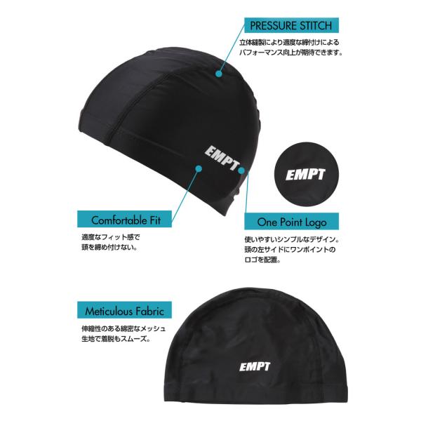 EMPT スイムキャップ メッシュ 水泳 キャップ 黒 ブラック