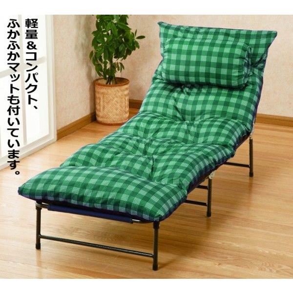 簡易ベッド 折りたたみ リクライニングベッド シングル グリーン