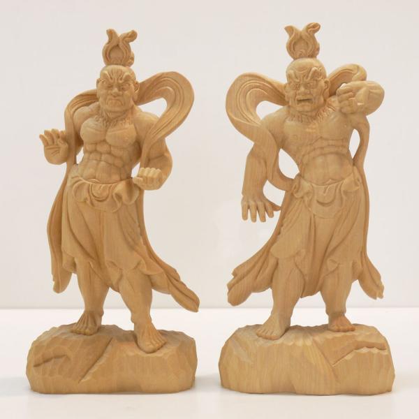 木彫り 仏像 仁王像（金剛力士）〜一刀彫 / 素材：香榧(こうかや