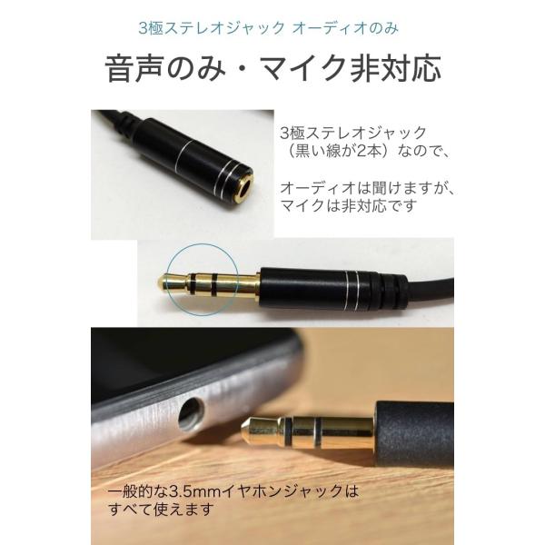 イヤホン延長コード 3m 長め オーディオ用 ケーブル 3.5mm イヤホン