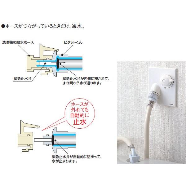 TOTO 水栓金具TWAS15A (寒冷地用) 緊急止水弁付洗濯機用水栓「ピタット