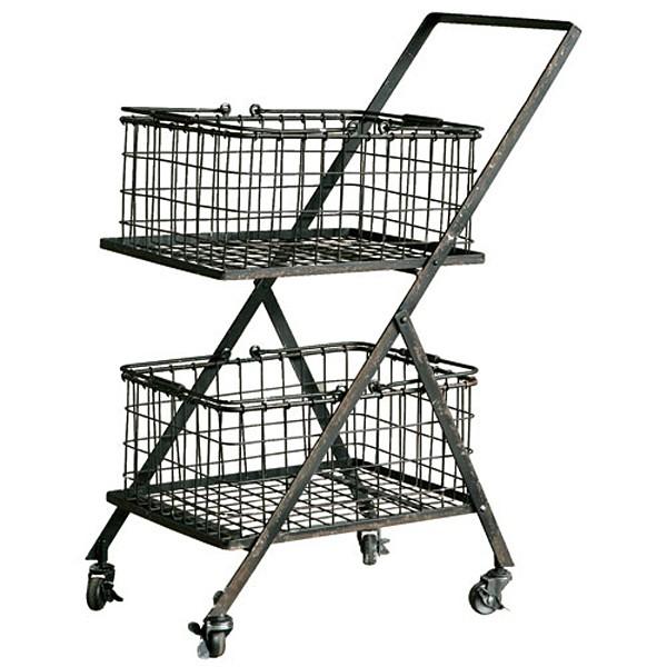 アンティーク ラタン カゴキャリー　ショッピングカート バスケット　籐　収納 日本製ラタンショッピングカート・国産籐買い物バスケット・希少・和風