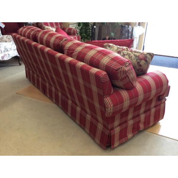 カントリー ソファ 3人掛け 赤 レッド チェック柄 高級 アンティーク調