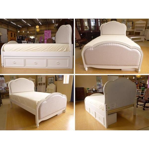 ベッドフレーム ダブル ベッド ベッド下 収納 付 白 ホワイト 高級