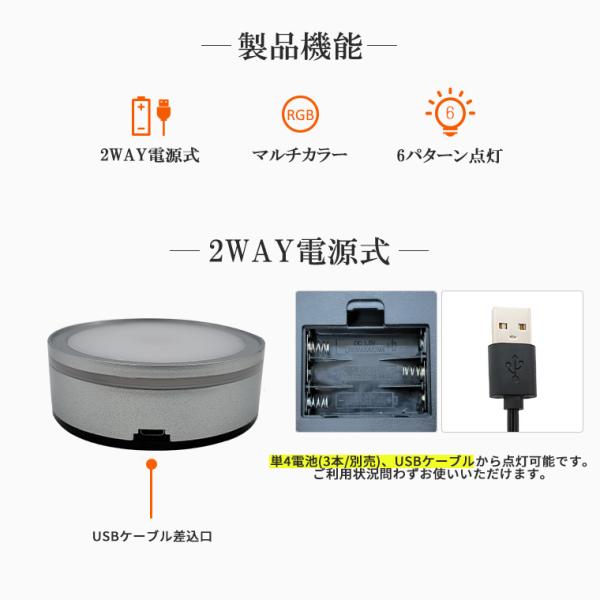 光る LED台座 丸型 8cm 4灯 電池式 スタンド ハーバリウム 光る LED台座 丸型 8cm 4灯 電池式 スタンド ハーバリウム